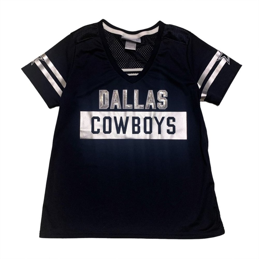 Dallas Cowboys • Woman's Navy Lotus V-Neck Top || Large  🏈 - Picture 2 of 4